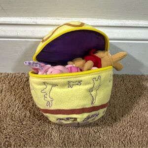 Disney Store Plush Winnie The Pooh & Friends 4 Finger Puppets Yellow Easter Egg